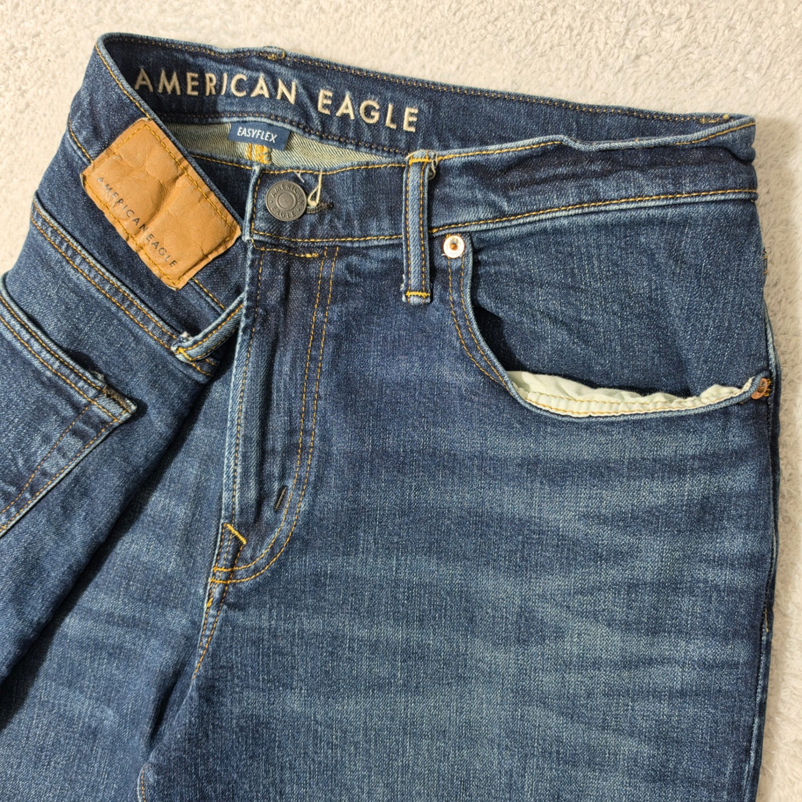 American Eagle Original Bootcut Mens 34/34 Dark Wash Easyflex Stretch Jeans